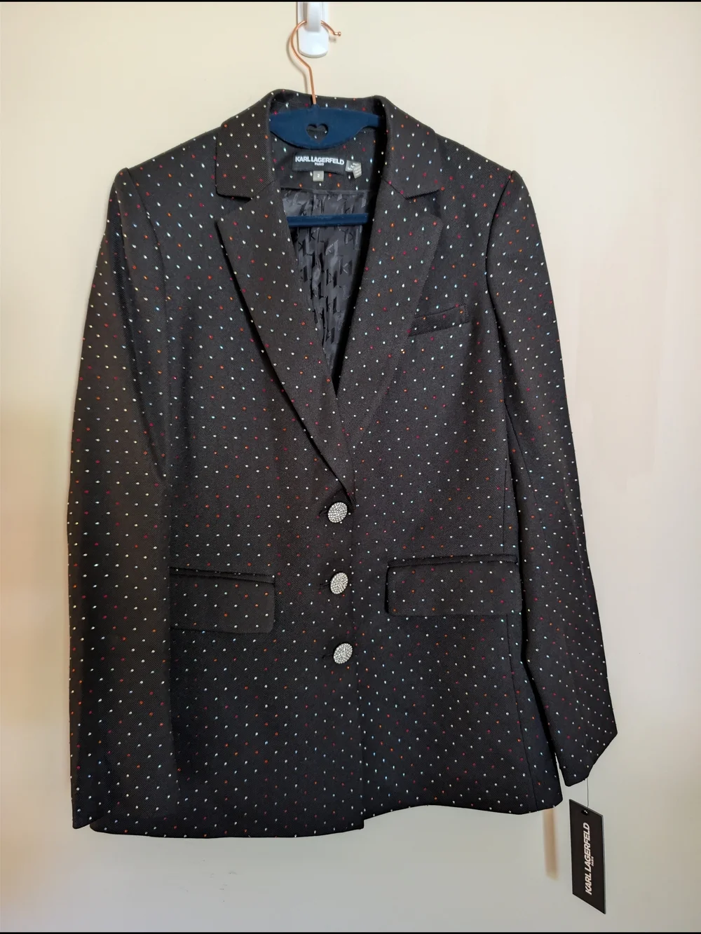 NWT Karl Lagerfeld Paris Rainbow Rhinestone Embellished Blazer Size 2